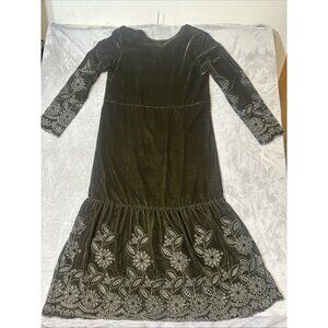 Zara Women's Velvet Dress Size M Eyelet Embroidered Boho Witchy Fairy Whimsigoth